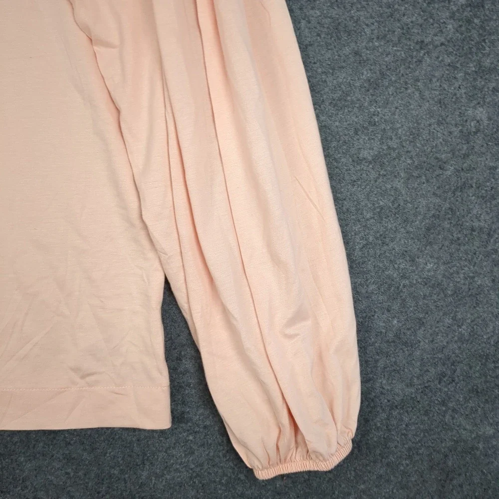 Banana Republic Womens‎ Large Peach Pink Puff Sleeve Scoop Neck Jersey Knit Top